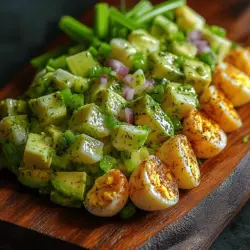 This creamy avocado egg salad is more than just a meal; it’s a culinary experience that brings together the richness of avocados and the satisfying protein of eggs. The smooth, buttery texture of avocados complements the softness of hard-boiled eggs, resulting in a salad that is both comforting and refreshing. Whether served on a bed of greens, as a filling for a sandwich, or simply enjoyed with whole-grain crackers, this dish is adaptable and can cater to various dietary preferences.
