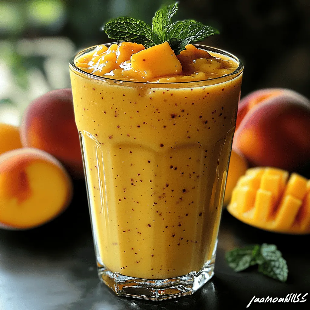Dive into a refreshing and vibrant experience with the Tropical Bliss Peach Mango Yogurt Smoothie. This delightful blend of ripe peaches, luscious mangoes, and creamy Greek yogurt not only tantalizes your taste buds but also fuels your body with essential nutrients. Perfect for a quick breakfast or a post-workout treat, this smoothie is a celebration of summer flavors that can be enjoyed year-round.