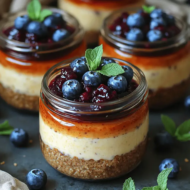If you’re searching for a delightful dessert that’s not only easy to make but also bursting with flavor, look no further than Blueberry Bliss No-Bake Cheesecake Jars. This delectable treat combines the rich, creamy texture of cheesecake with the refreshing burst of fresh blueberries, all presented in charming individual jars. Perfect for summer gatherings, family dinners, or simply indulging yourself, this no-bake cheesecake is a crowd-pleaser that requires minimal effort.