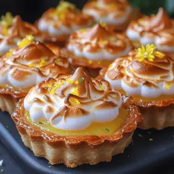 Lemon meringue tarts are a beloved classic dessert that combines the tartness of lemon curd with the sweetness of fluffy meringue, all nestled in a buttery crust. Their popularity can be attributed to their refreshing flavor profile and elegant presentation, making them a perfect choice for any occasion, from casual gatherings to formal celebrations. The zesty mini lemon meringue tarts take this traditional dessert to a new level, providing a delightful, bite-sized treat that is as pleasing to the eye as it is to the palate.