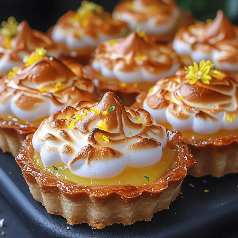 Lemon meringue tarts are a beloved classic dessert that combines the tartness of lemon curd with the sweetness of fluffy meringue, all nestled in a buttery crust. Their popularity can be attributed to their refreshing flavor profile and elegant presentation, making them a perfect choice for any occasion, from casual gatherings to formal celebrations. The zesty mini lemon meringue tarts take this traditional dessert to a new level, providing a delightful, bite-sized treat that is as pleasing to the eye as it is to the palate.