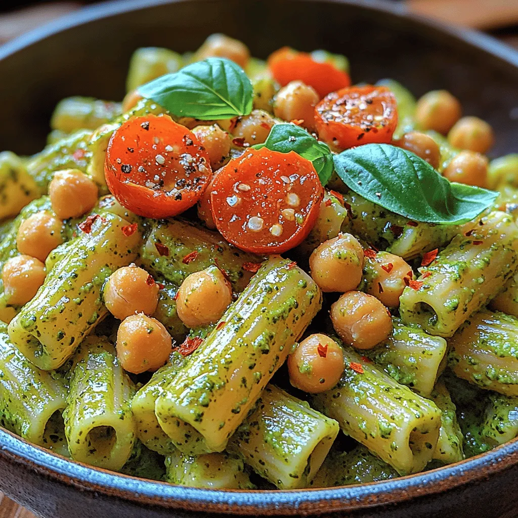 When it comes to quick, nutritious meals, few dishes can rival the comfort and satisfaction of Creamy Pesto Chickpea Pasta. This recipe masterfully combines the rich, velvety texture of a creamy sauce with the vibrant, herbaceous notes of fresh pesto, creating a delightful harmony of flavors that tantalizes the taste buds. The star ingredient, chickpeas, not only adds a hearty dimension to the dish but also packs a nutritional punch, making this pasta both filling and wholesome.