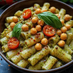Creamy Pesto Chickpea Pasta Recipe