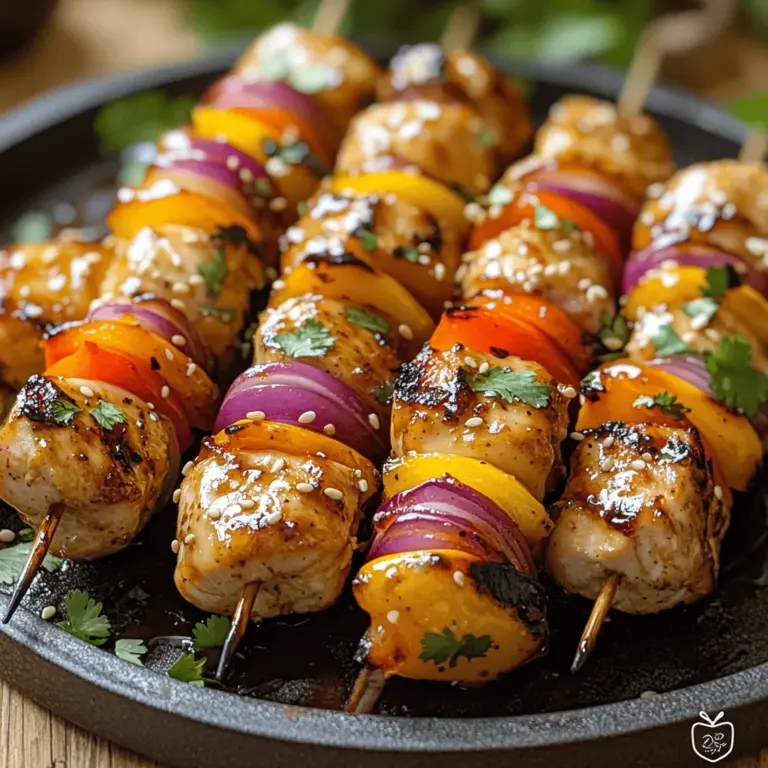 Sweet Teriyaki Chicken Skewers are a delightful and flavorful dish that brings a taste of Japan to your table. Originating from the traditional Japanese cooking technique known as "teriyaki," which means "to grill with a glaze," this dish perfectly balances the savory and sweet flavors that have made it a beloved staple in both Japanese homes and restaurants worldwide. The rich glaze, made primarily from soy sauce, mirin, and sugar, enhances the natural flavors of the chicken, making each bite a culinary delight.