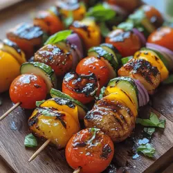 Smoky Charred Veggie Skewers with Balsamic Glaze