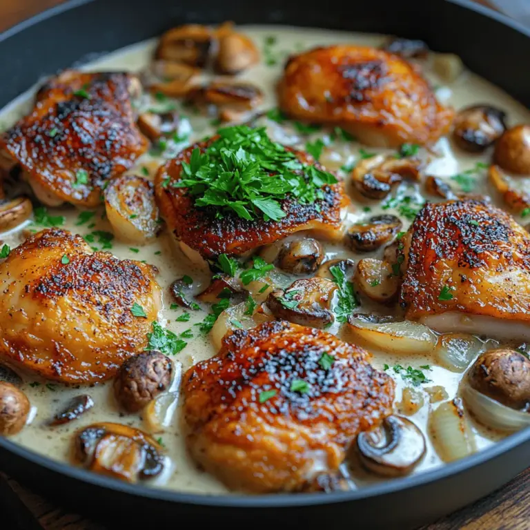 Indulging in a comforting meal after a long day is one of life's simple pleasures, and nothing embodies this more than Creamy Mushroom Chicken Thighs. This dish combines tender, juicy chicken thighs with a rich and savory mushroom cream sauce, making it an ideal option for a weeknight dinner or a special occasion. The creamy texture and robust flavors of this recipe create a satisfying experience that is sure to please even the pickiest eaters.