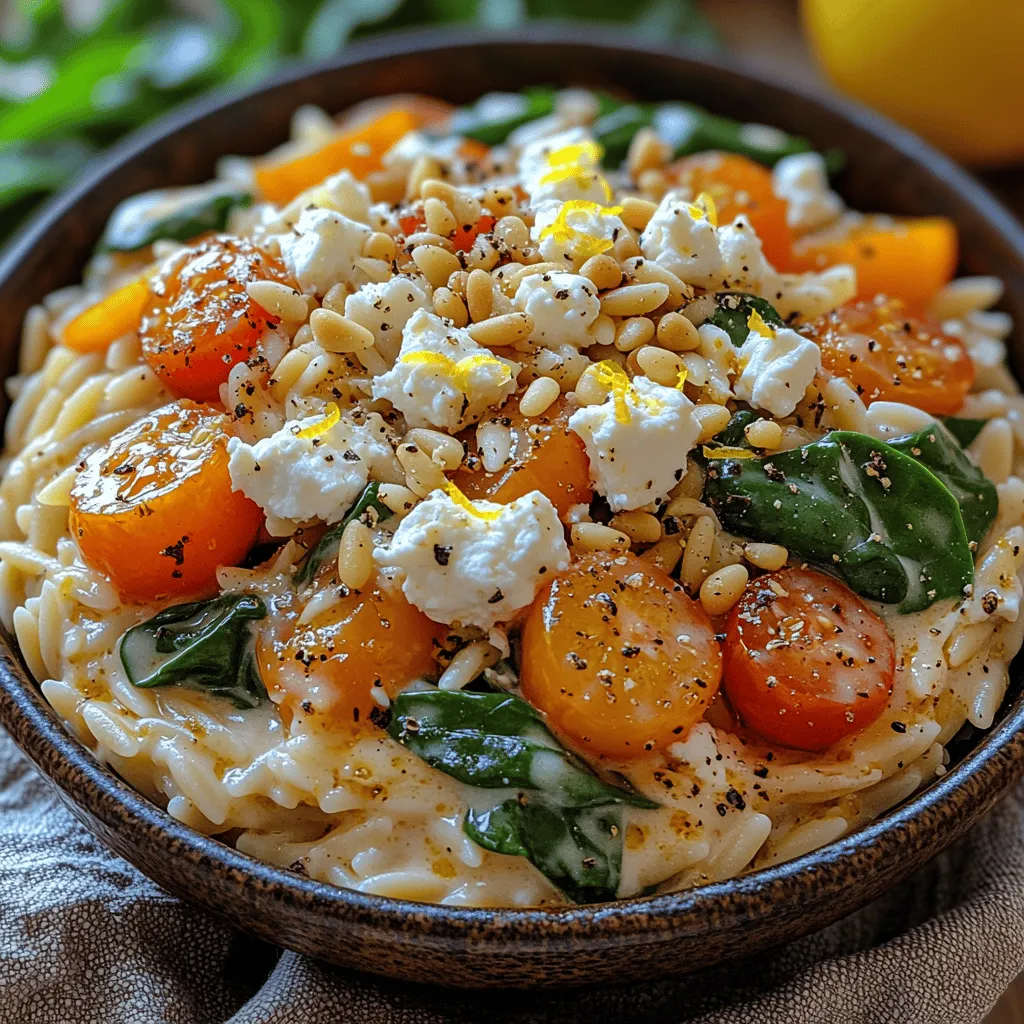 In the realm of quick yet satisfying meals, the Creamy Feta Spinach Orzo Bowl stands out as a true gem. This dish elegantly marries the creamy textures of cheese with the fresh, vibrant flavors of spinach and tomatoes, creating a bowl that is as pleasing to the palate as it is to the eye. Ideal for any occasion, whether it’s a busy weeknight dinner, a leisurely weekend lunch, or a potluck gathering, this orzo bowl offers a delightful combination of taste and nutrition.