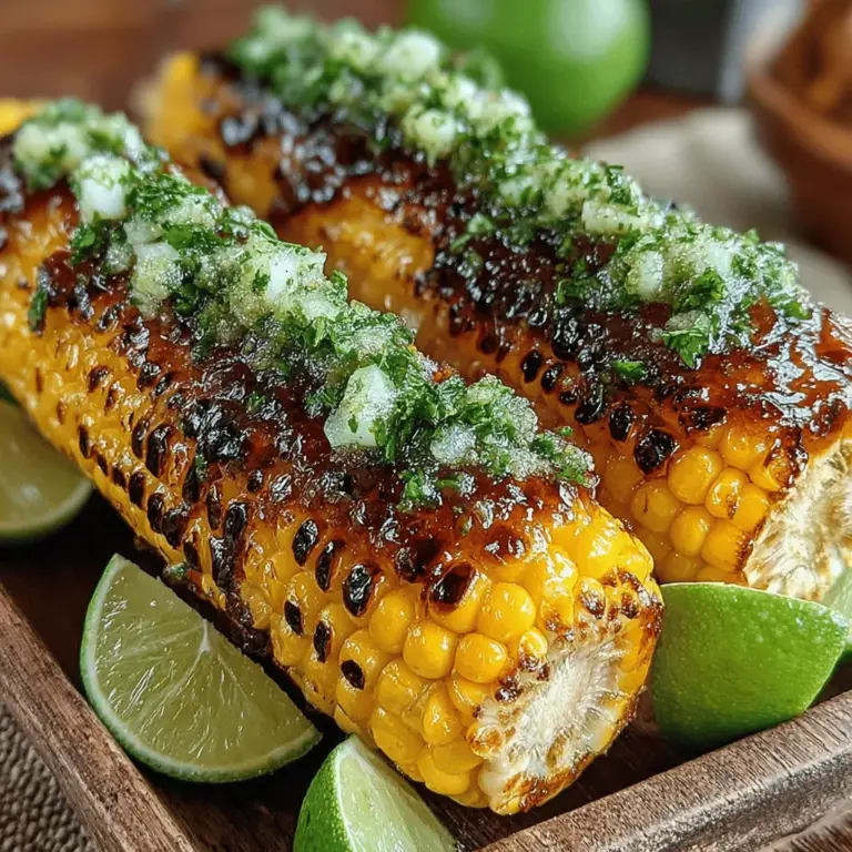 Fresh cilantro and lime wedges serve not only as garnishes but also enhance the overall flavor profile and visual appeal of your Honey-Lime Grilled Corn. Cilantro adds a vibrant, herbaceous note that balances the sweetness of the honey-lime glaze while providing a pop of green that brightens the dish. Lime wedges, on the other hand, offer a zesty, tangy counterpoint that invites diners to squeeze a bit more acidity over their corn, elevating the taste experience. Together, they create a dish that is as pleasing to the eye as it is to the palate.