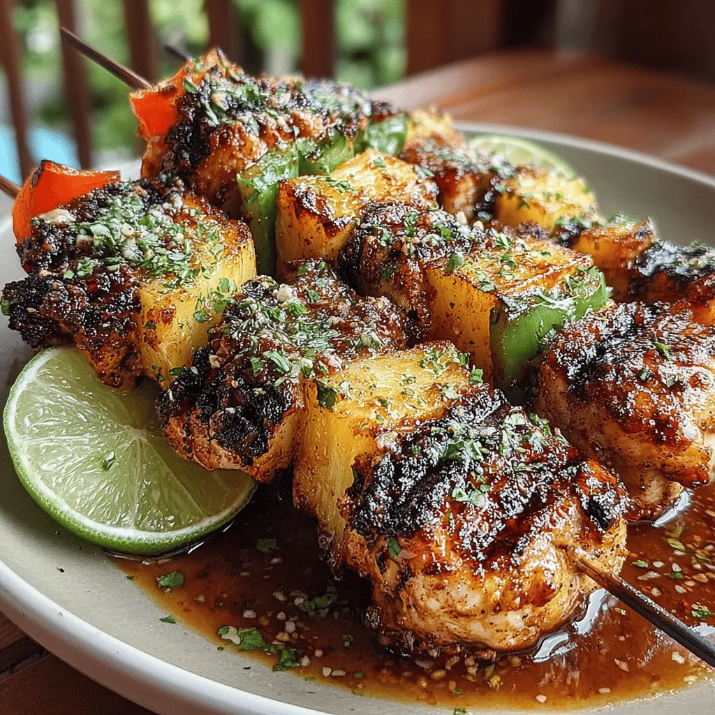 Welcome to the world of Tropical Bliss Pineapple Chicken Skewers! If you're seeking a dish that embodies the essence of summer with its vibrant colors and enticing flavors, look no further. This delightful recipe marries the succulent tenderness of chicken with the natural sweetness of fresh pineapple, complemented by the crunch of colorful bell peppers and red onion. Grilled to perfection, these skewers not only present an impressive visual feast but also promise a burst of tropical flavors that will transport you to a sun-drenched paradise with every bite.
