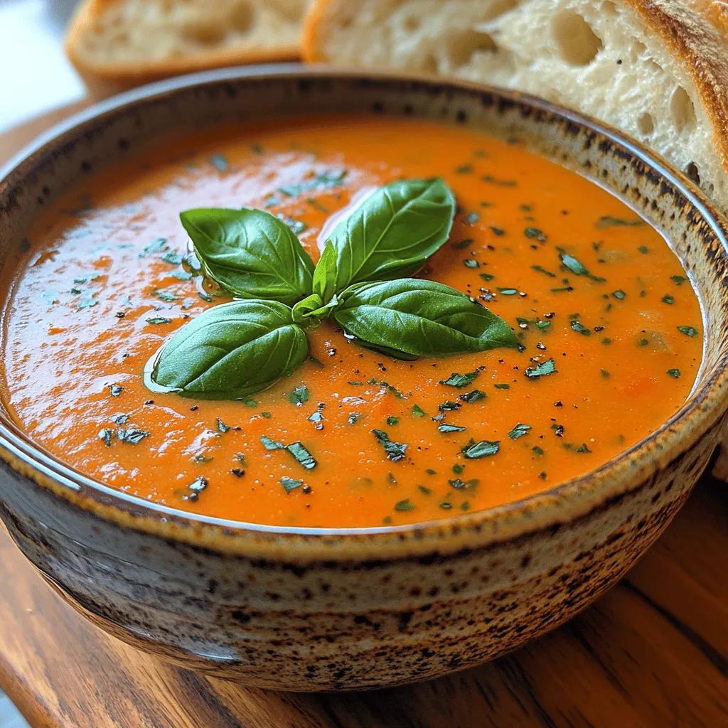 Creamy Tomato Basil Bliss is more than just a soup; it's a warm embrace on a chilly evening, a nostalgic taste of childhood memories, and a versatile dish that can elevate any meal. This velvety delight effortlessly combines the rich, tangy flavor of tomatoes with the fresh, aromatic notes of basil, creating a comforting bowl of goodness that’s perfect for any season. Whether it's a crisp autumn day or a sunny summer afternoon, this creamy soup is a culinary hug that brings joy and satisfaction to the soul.