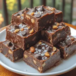 To begin crafting your Decadent Bliss Chocolate Peanut Fudge, the first step involves preparing your baking pan. This is crucial for ensuring that your fudge can be easily removed without any hassle. Line an 8-inch square baking pan with parchment paper, leaving some overhang on the sides. This allows you to lift the fudge out easily once it’s set. Parchment paper not only prevents sticking but also helps maintain the integrity of the fudge during slicing. For best results, you can lightly grease the parchment paper with a bit of coconut oil or cooking spray, enhancing the ease of removal.