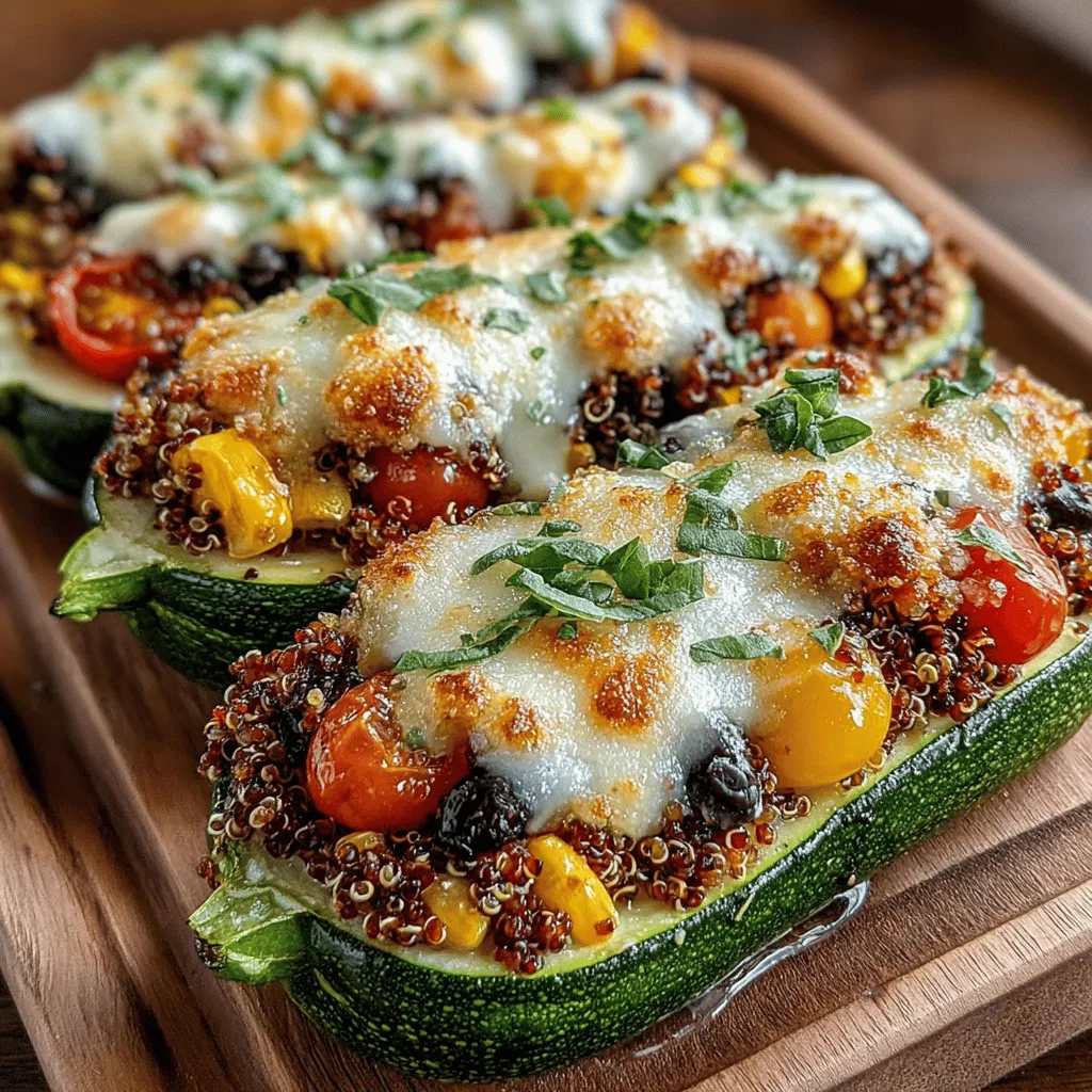 Zesty Cheesy Baked Zucchini Boats are more than just a side dish; they represent a delightful fusion of flavors and textures that cater to both health-conscious eaters and those seeking comfort food. This recipe is designed to highlight the freshness of zucchini while incorporating hearty ingredients like quinoa, sweet cherry tomatoes, and savory melted cheese. Ideal for family dinners or a gathering with friends, these zucchini boats are not just visually appealing but also packed with nutrients, making them a perfect choice for anyone looking to elevate their culinary repertoire.