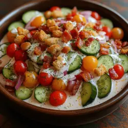 Achieving a flavorful salad hinges significantly on how well the dressing adheres to the vegetables. The creamy ranch dressing used in the Crunchy Ranch Cucumber Salad is a perfect choice because its texture allows it to cling to the crisp cucumbers and other ingredients. This adherence is enhanced by the addition of sour cream or Greek yogurt, which brings a thickness that coats the vegetables evenly.