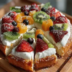 As the sun shines brighter and the days grow longer, the allure of summer desserts becomes irresistible. One delightful treat that captures the essence of summer is fruit pizza—a colorful, refreshing dessert that is as pleasing to the eye as it is to the palate. This delightful dish features a sweet, buttery crust topped with a luscious layer of cream cheese frosting and an assortment of vibrant seasonal fruits. The result is a harmonious blend of flavors and textures that evokes the very spirit of summertime.