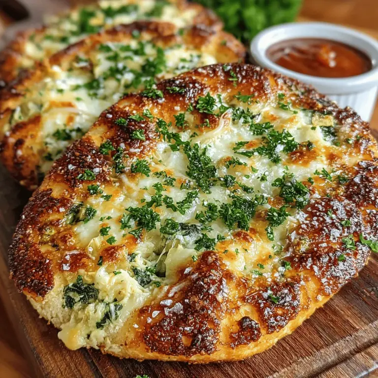 In the world of appetizers and comfort foods, few dishes can compete with the creamy, cheesy delight of Cheesy Spinach Artichoke Flatbread Melts. This recipe combines the rich flavors of spinach and artichokes with a blend of cheeses, all nestled on a crispy flatbread base. Perfect as a snack, appetizer, or even a light meal, these flatbread melts are sure to please any crowd. Their warm, gooey texture paired with the crunch of the flatbread makes them a standout choice for gatherings or a cozy night in.