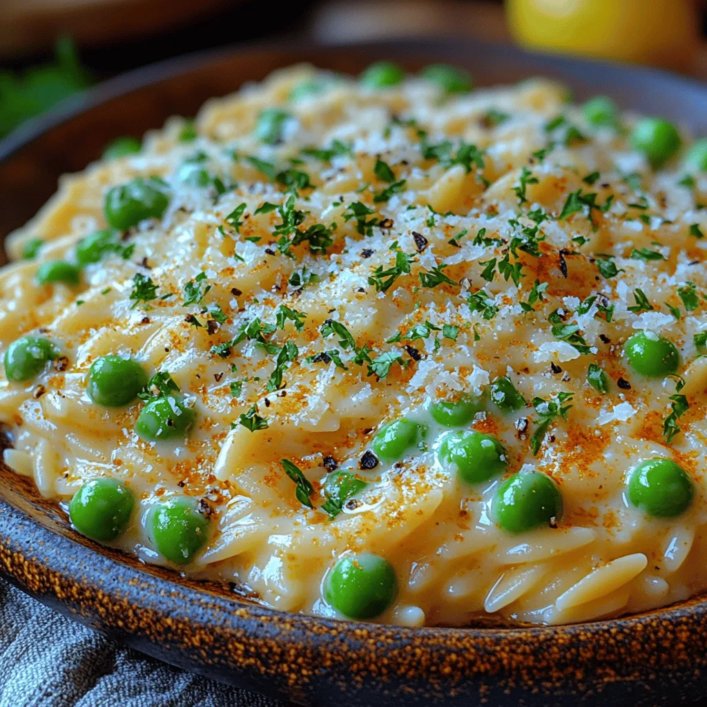 When it comes to comfort food, few dishes can rival the creamy goodness of Creamy Parmesan Orzo with Peas. This delightful recipe combines the rich, velvety texture of heavy cream with the savory depth of Parmesan cheese, creating a meal that is both satisfying and indulgent. The addition of sweet peas not only enhances the dish’s flavor profile but also adds a vibrant pop of color, making it visually appealing. Whether you’re looking for a quick weeknight dinner, a side dish for a gathering, or a comforting bowl to enjoy on a chilly evening, this orzo dish fits the bill perfectly.