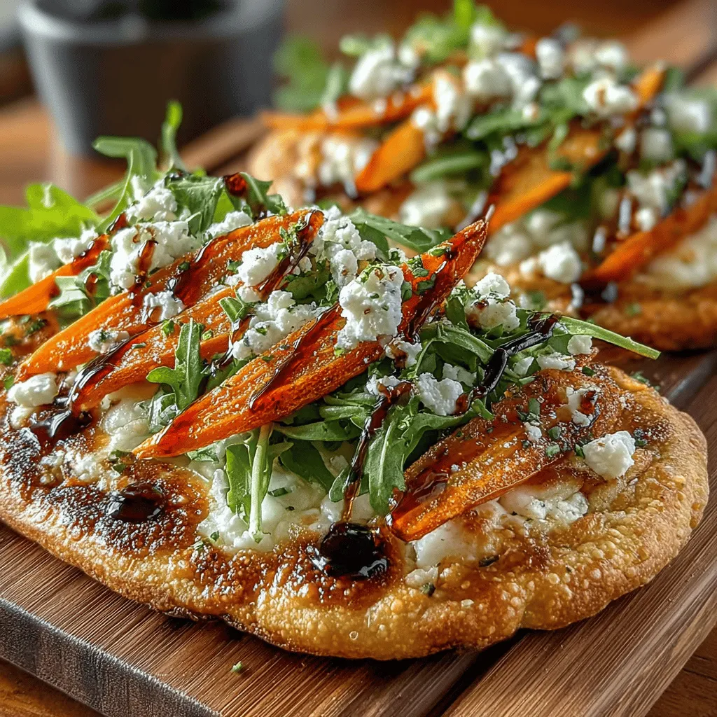 The Roasted Carrot & Goat Cheese Flatbread is a delightful dish that beautifully combines the earthy sweetness of roasted carrots with the tangy creaminess of goat cheese, all resting on a crispy and warm flatbread. This recipe is not only visually appealing but also rich in flavor, making it a perfect choice for a quick weeknight dinner or an elegant appetizer for social gatherings. The dish showcases how simple, wholesome ingredients can work together to create an extraordinary culinary experience, highlighting the versatility of flatbreads in modern cuisine.