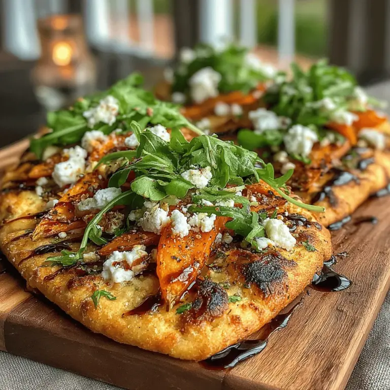 The Roasted Carrot & Goat Cheese Flatbread is a delightful dish that beautifully combines the earthy sweetness of roasted carrots with the tangy creaminess of goat cheese, all resting on a crispy and warm flatbread. This recipe is not only visually appealing but also rich in flavor, making it a perfect choice for a quick weeknight dinner or an elegant appetizer for social gatherings. The dish showcases how simple, wholesome ingredients can work together to create an extraordinary culinary experience, highlighting the versatility of flatbreads in modern cuisine.