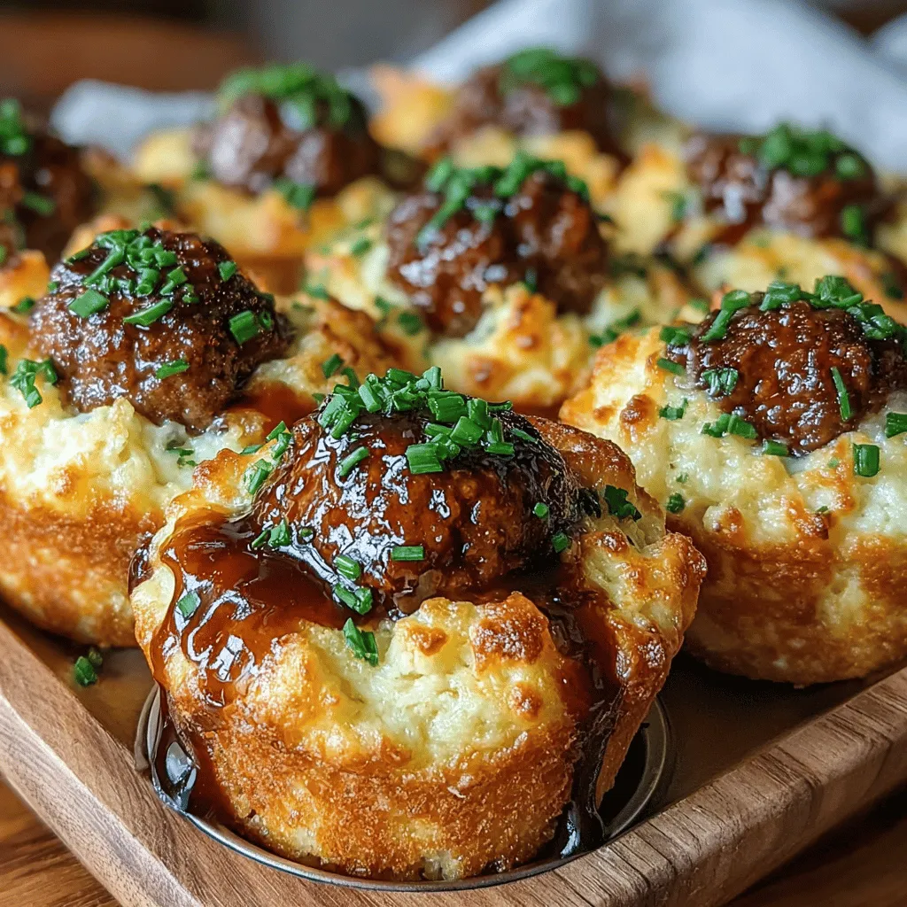 Sticky BBQ Meatball & Mashed Potato Muffins represent a delightful fusion of two beloved comfort foods: savory meatballs and creamy mashed potatoes. This innovative recipe reimagines traditional favorites, creating a dish that is not only pleasing to the palate but also visually appealing, making it a perfect choice for family dinners, potlucks, or meal prepping for busy weeks ahead. Each muffin-sized serving delivers a burst of flavors, combining juicy meatballs coated in a sticky, tangy barbecue sauce with fluffy, cheesy mashed potatoes, all conveniently baked in a muffin tin.