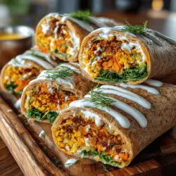 Spiced Chickpea & Carrot Wraps with Yogurt Sauce