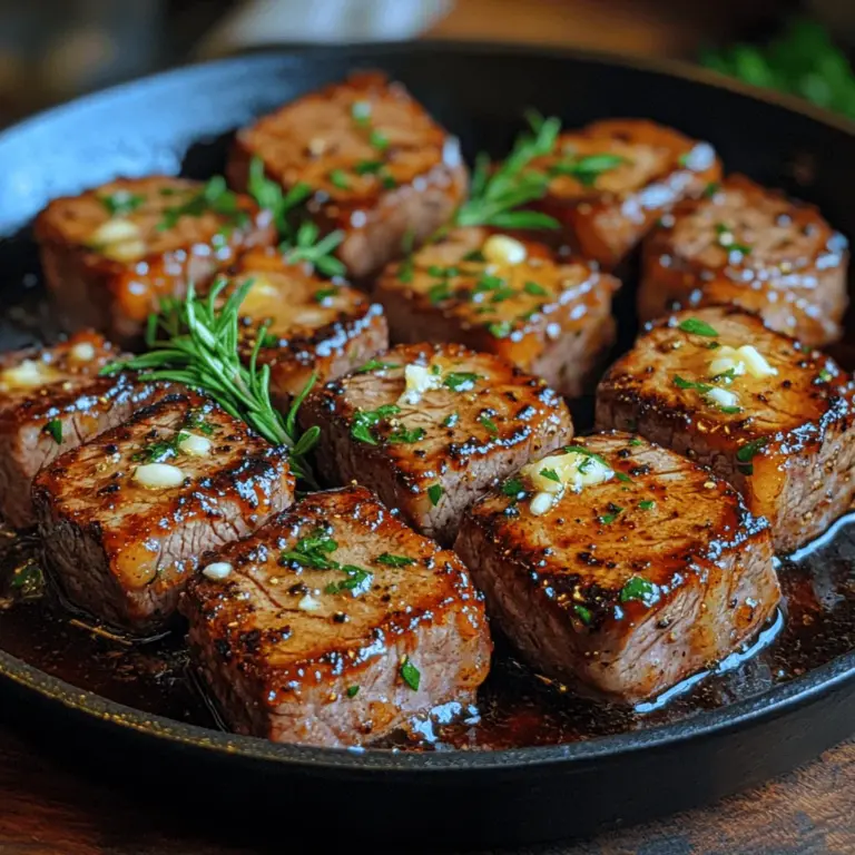 Sizzling Garlic Butter Steak Bites have emerged as a popular dish for meat lovers who appreciate a quick and flavorful meal. This delightful recipe combines tender beef bites with the rich and aromatic flavors of garlic and butter, creating a dish that is not only delicious but also visually appealing. The appeal of this dish lies in its simplicity, making it a go-to option for weeknight dinners, special occasions, or even entertaining guests. Imagine juicy steak pieces glistening in a buttery sauce, served sizzling hot and bursting with flavor—it's a culinary experience that is hard to resist.