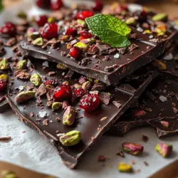 Minty dark chocolate bark is a delightful confection that embodies the perfect blend of flavors, making it an irresistible treat for chocoholics and health-conscious individuals alike. This simple yet sophisticated recipe showcases the rich, earthy notes of dark chocolate harmoniously complemented by the fresh, invigorating taste of mint. Not only does it indulge your sweet tooth, but it also offers a variety of health benefits, making it a popular choice among various audiences, from fitness enthusiasts to dessert lovers.
