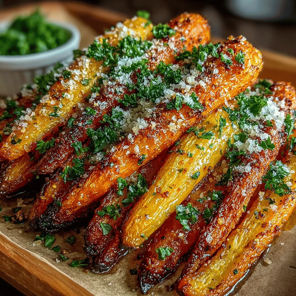 <strong>Exploring the Nutritional Benefits of Carrots</strong>” /></p>
</p>
<h2>Importance of Size Consistency for Even Cooking</h2>
</p>
<p>When preparing carrot fries, achieving uniform size is crucial for even cooking. Carrots can vary significantly in thickness, which can lead to some fries becoming overly soft while others remain undercooked. For optimal results, cut your carrots into uniform sticks, about 1/4 inch thick. This size ensures that all pieces cook at the same rate, allowing you to enjoy perfectly crispy fries throughout.</p>
</p>
<h2>Mixing and Seasoning</h2>
</p>
<h3>Best Practices for Coating Carrot Fries with Oil and Spices</h3>
</p>
<p>To create deliciously crispy roasted carrot fries, proper coating with oil and spices is essential. Begin by placing your evenly cut carrot sticks in a large mixing bowl. Drizzle a tablespoon of olive oil over the carrots. Use your hands or a spatula to toss the carrots, ensuring each stick is well coated. The oil is vital for achieving that crispy texture, so don’t skimp on it.</p>
</p>
<p>Once your carrots are coated in oil, it’s time to season them. Sprinkle the spices you’ve chosen—salt, pepper, garlic powder, paprika, or even a dash of cayenne for heat—over the carrots. Toss again to evenly distribute the seasonings. For an added layer of flavor, consider adding a teaspoon of ground cumin or a sprinkle of dried herbs like thyme or rosemary.</p>
</p>
<h3>How to Achieve Maximum Flavor Absorption</h3>
</p>
<p>To ensure your carrot fries are bursting with flavor, allow them to rest for about 10-15 minutes after seasoning. This brief resting period gives the spices time to penetrate the carrots, enhancing their taste. If you have more time, marinating the carrot sticks in the oil and spices for up to an hour can yield even more robust flavors.</p>
</p>
<h2>Roasting Techniques</h2>
</p>
<h3>The Importance of Oven Temperature</h3>
</p>
<p>The temperature at which you roast your carrot fries plays a significant role in achieving that perfect crispy texture. Preheating your oven to 425°F (220°C) is essential. This high heat allows the carrots to caramelize and develop a crispy exterior while keeping the inside tender.</p>
</p>
<h4>Explaining the Significance of Preheating the Oven to 425°F (220°C)</h4>
</p>
<p>Preheating the oven ensures that the cooking environment is hot enough to immediately start the roasting process. When you place your carrot fries in a preheated oven, the oil heats up quickly, leading to a better texture and flavor. If the oven isn’t hot enough, the fries may steam rather than roast, resulting in soggy, limp carrot sticks.</p>
</p>
<h3>Understanding How High Heat Affects the Cooking Process</h3>
</p>
<p>High heat is critical for creating the crispy outer layer that defines great roasted vegetable dishes. At 425°F, the heat encourages the Maillard reaction, a chemical process that enhances flavor through browning. This reaction is what gives your carrot fries their appealing golden color and deliciously rich taste, making them irresistible.</p>
</p>
<h3>Arranging Carrot Fries for Optimal Crispiness</h3>
</p>
<h4>Discussing the Importance of Spacing and Single-Layer Arrangement</h4>
</p>
<p>For the best results, arrange your carrot fries in a single layer on a baking sheet lined with parchment paper or a silicone baking mat. Spacing the fries apart allows hot air to circulate around each piece, promoting even cooking and crispiness. If the fries are crowded together, they will steam rather than roast, leading to a less desirable texture.</p>
</p>
<h4>Tips on Avoiding Overcrowding for Even Roasting</h4>
</p>
<p>When preparing carrot fries, it’s better to use two baking sheets if necessary rather than overcrowding one. If you have a large batch, consider roasting them in multiple batches to achieve that crispy finish. Crowding the pan is a common mistake that can sabotage your efforts to create perfectly crispy fries.</p>
</p>
<h3>Timing and Monitoring the Cooking Process</h3>
</p>
<h4>How to Determine the Perfect Roasting Time for Carrot Fries</h4>
</p>
<p>The ideal roasting time for carrot fries is typically between 20 to 30 minutes, depending on your oven and the thickness of your carrot sticks. After about 15 minutes of roasting, start checking for doneness. Look for a golden brown color and a slight crispiness on the edges.</p>
</p>
<h4>The Role of Tossing in Achieving Even Browning</h4>
</p>
<p>Tossing the carrot fries halfway through the cooking process is an essential step. This action ensures that all sides of the fries get direct heat, promoting even browning. Use a spatula to flip them gently, being cautious not to break them apart. This simple technique can make a significant difference in achieving that perfect crispy texture.</p>
</p>
<h2>Serving Suggestions</h2>
</p>
<h3>Creative Ways to Serve Crispy Roasted Carrot Fries</h3>
</p>
<p>Crispy roasted carrot fries are incredibly versatile and can be served in numerous ways. They make a delightful standalone snack or appetizer, perfect for dipping into your favorite sauces. Alternatively, serve them as a side dish alongside roasted meats or vegetarian burgers.</p>
</p>
<h4>Pairing Suggestions with Dips Like Garlic Aioli or Ranch Dressing</h4>
</p>
<p>For an elevated snacking experience, consider pairing your carrot fries with delicious dips. Garlic aioli, ranch dressing, or even a spicy sriracha mayo can enhance the flavor profile and add a creamy texture that contrasts beautifully with the crispiness of the fries.</p>
</p>
<h3>Garnishing for Presentation</h3>
</p>
<h4>The Role of Fresh Parsley in Enhancing Visual Appeal and Flavor</h4>
</p>
<p>To elevate the presentation of your carrot fries, consider garnishing them with freshly chopped parsley. This bright green addition not only adds a pop of color but also contributes a fresh flavor that complements the roasted carrots.</p>
</p>
<h4>Other Garnishing Options to Consider for Variety</h4>
</p>
<p>If you want to get creative, try topping your fries with a sprinkle of feta cheese or a drizzle of balsamic glaze. These toppings can add depth to the dish and create a more gourmet experience. Additionally, a dash of chili flakes can provide a spicy kick, making your carrot fries even more enticing.</p>
</p>
<h2>Conclusion</h2>
</p>
<p>Crispy roasted carrot fries are not only a healthier alternative to traditional fries but also a delicious and versatile option for any meal. By following the steps outlined in this article, you can create a flavorful dish that satisfies both your taste buds and your nutritional needs. Embrace the joy of cooking and enjoy the delightful crunch of these carrot fries as a wholesome addition to your culinary repertoire. Whether served as a snack, side dish, or appetizer, they are sure to become a favorite in your home. So gather your ingredients, preheat your oven, and indulge in the delightful experience of creating your own crispy roasted carrot fries.</p>
</div>