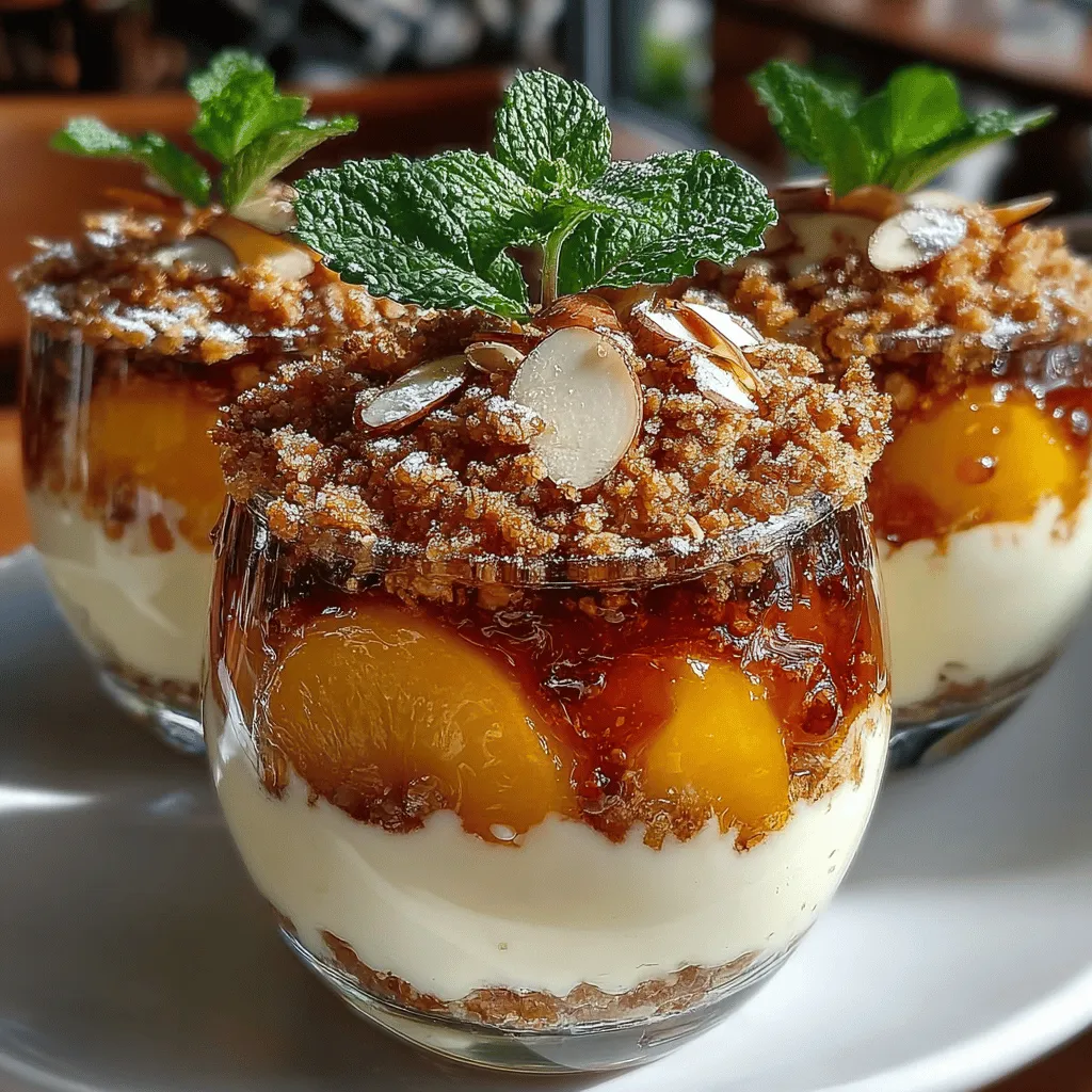 As the summer sun blazes overhead, few things bring as much joy as a cool, refreshing dessert. The Frozen Yogurt Peach Crisp Cups are the perfect answer to those sweltering afternoons, marrying the luscious sweetness of ripe peaches with the creamy texture of Greek yogurt. This delightful treat is not only indulgent but also offers a nutritional profile that makes it a guilt-free option for dessert lovers. Whether you're looking for a light bite after dinner or a sweet pick-me-up during the heat of the day, these cups provide a satisfying solution that is both easy to prepare and customizable to fit a variety of taste preferences.