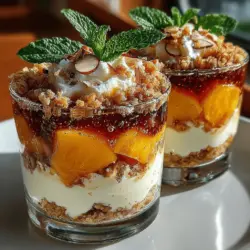 As the summer sun blazes overhead, few things bring as much joy as a cool, refreshing dessert. The Frozen Yogurt Peach Crisp Cups are the perfect answer to those sweltering afternoons, marrying the luscious sweetness of ripe peaches with the creamy texture of Greek yogurt. This delightful treat is not only indulgent but also offers a nutritional profile that makes it a guilt-free option for dessert lovers. Whether you're looking for a light bite after dinner or a sweet pick-me-up during the heat of the day, these cups provide a satisfying solution that is both easy to prepare and customizable to fit a variety of taste preferences.