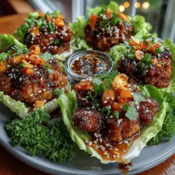 Sweet & Savory Honey Garlic Chicken Lettuce Cups