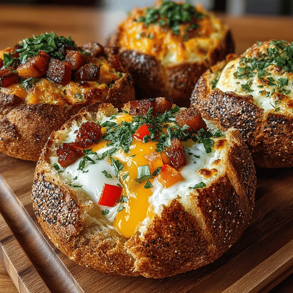 Mini Egg Muffin Bread Bowls are a delightful and versatile dish that perfectly combines the comforting flavors of breakfast in a fun, portable format. These bite-sized creations can be enjoyed as a hearty breakfast, a satisfying snack, or a crowd-pleasing appetizer at any gathering. The beauty of Mini Egg Muffin Bread Bowls lies in their adaptability; they can easily be tailored to suit individual tastes and dietary preferences. With a base of English muffins and a savory egg mixture filled with cheese, vegetables, and optional meats, these bread bowls are not only easy to prepare but also customizable, making them the perfect solution for busy mornings or entertaining guests.