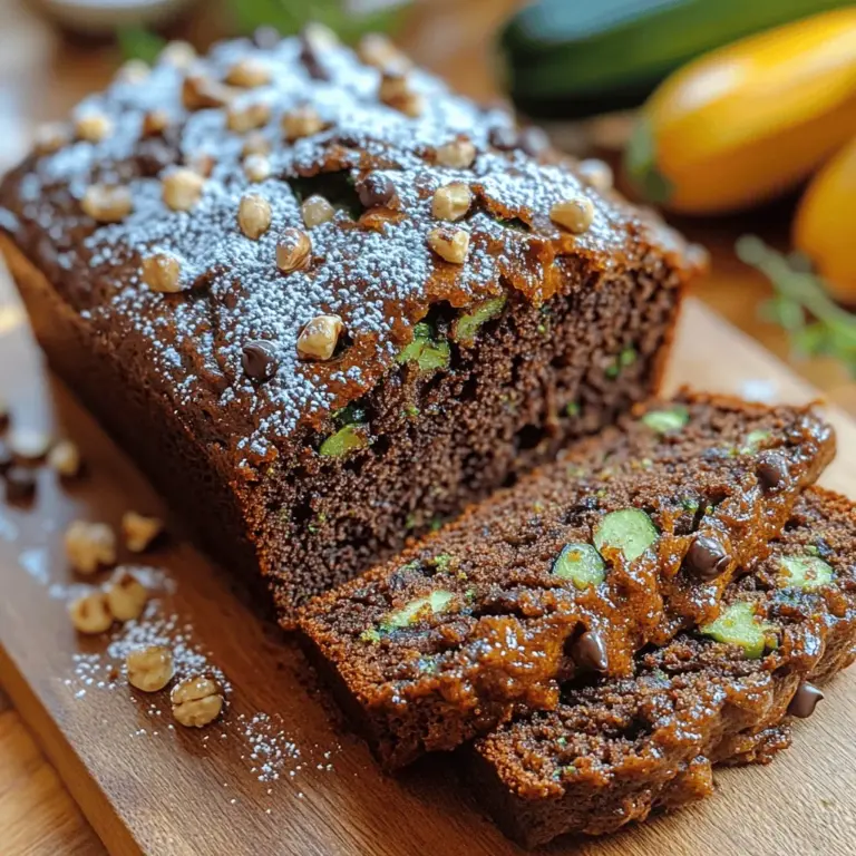 When it comes to desserts, the combination of chocolate and unexpected ingredients can create a truly memorable experience. One such delightful marriage occurs in the recipe for Decadent Chocolate Zucchini Delight. This innovative treat takes the humble zucchini—a vegetable often relegated to savory dishes—and elevates it to new heights by pairing it with the rich, indulgent flavors of chocolate. The result is a sumptuous chocolate bread that is not only delicious but also surprisingly nutritious.