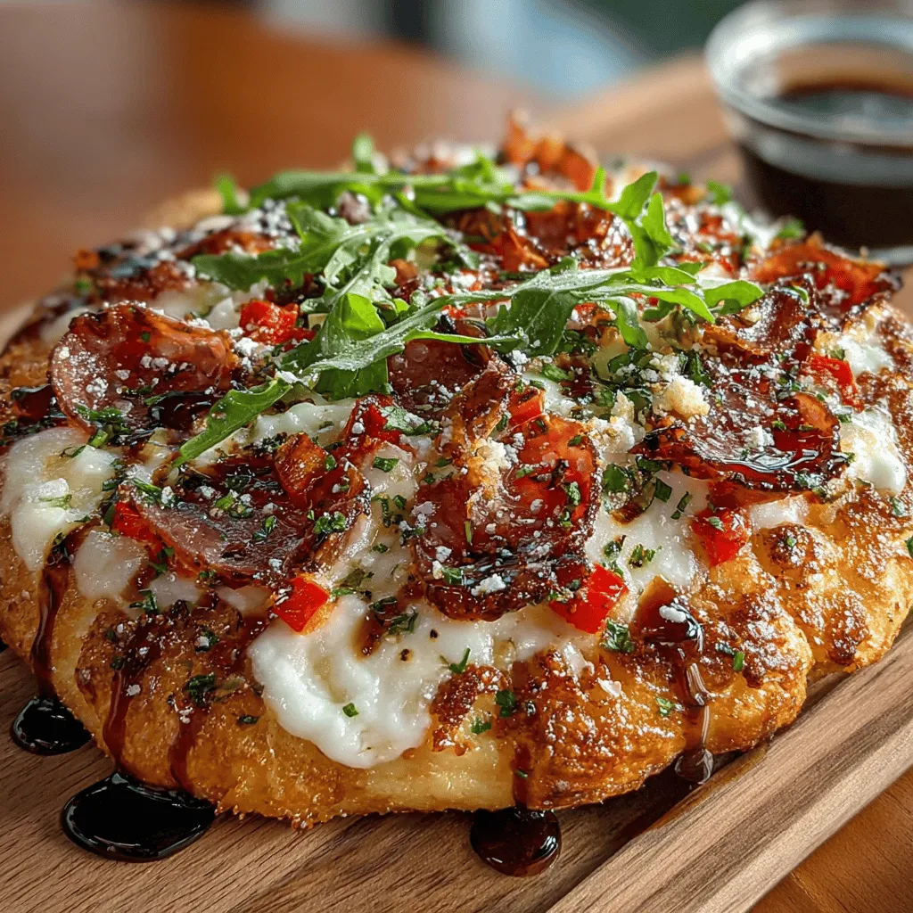 <strong>Introduction</strong>” /></p>
</p>
<p>Creating the perfect Charcuterie Board Pizza is an artful blend of flavors, textures, and visual appeal. This unique dish allows you to combine the traditional elements of a charcuterie board with the comforting familiarity of pizza. In this section, we’ll delve into the specifics of preparing the dough, layering the toppings, and serving suggestions that will make your pizza the star of any gathering.</p>
</p>
<h2>Preparing the Dough</h2>
</p>
<p>Achieving the perfect pizza crust is crucial to the overall success of your Charcuterie Board Pizza. Here are some tips for creating a delicious dough with the right thickness and shape:</p>
</p>
<h3>Tips for Dough Thickness and Shape</h3>
</p>
<p>1. <strong>Choose Your Flour Wisely</strong>: Opt for high-protein bread flour for a chewier crust. Alternatively, all-purpose flour can also work, but bread flour typically yields better results.</p>
</p>
<p>2. <strong>Kneading</strong>: Knead the dough until it is smooth and elastic. This usually takes about 8-10 minutes. Proper kneading develops gluten, which gives the crust its desirable texture.</p>
</p>
<p>3. <strong>Resting Time</strong>: Allow the dough to rise in a warm place for at least 1 hour, or until it doubles in size. This resting period is essential for flavor development and makes the dough easier to stretch.</p>
</p>
<p>4. <strong>Shaping</strong>: When you’re ready to shape the dough, use your hands to gently stretch it into a circle or rectangle, depending on your baking surface. Avoid using a rolling pin, as it can deflate the air bubbles formed during the rising process.</p>
</p>
<p>5. <strong>Thickness</strong>: For a crispy crust, aim for a thickness of about ¼ inch. If you prefer a chewier crust, go for ½ inch. Remember to make the edges slightly thicker for a delightful crust.</p>
</p>
<h2>Saucing the Pizza</h2>
</p>
<p>Once the dough is prepared, evenly spreading the sauce is key to avoiding a soggy pizza.</p>
</p>
<h3>Techniques for Spreading Sauce</h3>
</p>
<p>1. <strong>Use a Spoon or Ladle</strong>: Start from the center and work your way outward in a circular motion. This technique helps distribute the sauce evenly.</p>
</p>
<p>2. <strong>Avoid the Edges</strong>: Leave about half an inch around the edges without sauce to create a beautiful crust that can crisp up during baking.</p>
</p>
<p>3. <strong>Layering</strong>: If you enjoy a saucier pizza, consider using a thicker sauce. If you prefer a more traditional approach, a thinner sauce can be used, but ensure it is spread evenly to prevent sogginess.</p>
</p>
<h2>Cheese Layering</h2>
</p>
<p>The cheese layer is vital for achieving that perfect, gooey texture.</p>
</p>
<h3>Best Practices for Distributing Cheese</h3>
</p>
<p>1. <strong>Grate Your Cheese</strong>: Freshly grated cheese melts better than pre-shredded varieties, which often contain anti-caking agents.</p>
</p>
<p>2. <strong>Even Distribution</strong>: Sprinkle the cheese evenly over the sauce, ensuring coverage to avoid any dry spots. A mix of cheeses like mozzarella for stretchiness and a bit of sharp cheddar or gouda for flavor works wonderfully.</p>
</p>
<p>3. <strong>Don’t Overdo It</strong>: While cheese is a highlight, too much can lead to a greasy pizza. A good rule of thumb is to use about 1 to 1.5 cups of cheese for a standard pizza.</p>
</p>
<h2>Arranging Charcuterie Toppings</h2>
</p>
<p>The toppings transform your pizza into a charcuterie board experience.</p>
</p>
<h3>Creative Ways to Layer Meats</h3>
</p>
<p>1. <strong>Variety is Key</strong>: Choose a mix of meats such as salami, prosciutto, and pepperoni. Arrange them in a visually appealing manner, such as rolling or folding the slices.</p>
</p>
<p>2. <strong>Balance Flavors</strong>: Consider the flavor profiles of each meat. Pair stronger flavors like spicy salami with milder options like turkey or ham for a balanced taste.</p>
</p>
<p>3. <strong>Placement</strong>: Scatter the meats across the pizza, ensuring every slice has a bit of everything. Aesthetics matter, so take your time to create a beautiful arrangement.</p>
</p>
<h2>Adding Vegetables</h2>
</p>
<p>Incorporating vegetables not only adds color but also enhances the texture and flavor.</p>
</p>
<h3>Importance of Color and Texture</h3>
</p>
<p>1. <strong>Choose Colorful Options</strong>: Use bell peppers, red onions, cherry tomatoes, or olives to create a vibrant pizza. The variety of colors will make your dish more inviting.</p>
</p>
<p>2. <strong>Texture Matters</strong>: Different textures can elevate the entire pizza experience. For example, roasted vegetables add a depth of flavor and a slight sweetness compared to fresh, crunchy ones.</p>
</p>
<p>3. <strong>Placement</strong>: Like the meats, distribute the vegetables evenly across the pizza to ensure a bite of goodness in every slice.</p>
</p>
<h2>Seasoning for Flavor</h2>
</p>
<p>Enhancing the overall flavor profile of your pizza is essential for perfection.</p>
</p>
<h3>How to Enhance with Spices</h3>
</p>
<p>1. <strong>Use Fresh Herbs</strong>: Sprinkle fresh basil or oregano across the pizza before baking for aromatic flavor. Dried herbs can be used if fresh ones are unavailable, but adjust the amount as dried herbs are more potent.</p>
</p>
<p>2. <strong>Salt and Pepper</strong>: A light sprinkle of salt and freshly cracked pepper can elevate the flavors of the toppings significantly. Just be cautious not to overdo it.</p>
</p>
<p>3. <strong>Finishing Touches</strong>: After baking, a drizzle of olive oil and a sprinkle of red pepper flakes can add an extra kick and richness.</p>
</p>
<h2>Baking the Pizza</h2>
</p>
<p>The baking process is where all your hard work pays off.</p>
</p>
<h3>Time and Temperature Guidelines</h3>
</p>
<p>1. <strong>Preheat Your Oven</strong>: Set your oven to the highest temperature, usually around 475°F (245°C). If using a pizza stone, allow it to heat for at least 30 minutes for optimal results.</p>
</p>
<p>2. <strong>Baking Time</strong>: Bake the pizza for about 12-15 minutes, or until the crust is golden brown and the cheese is bubbling. Keep an eye on it to prevent burning.</p>
</p>
<p>3. <strong>Using a Pizza Peel</strong>: If you have one, a pizza peel makes transferring the pizza to and from the oven easier. Dust it with flour or cornmeal to prevent sticking.</p>
</p>
<h2>Garnishing</h2>
</p>
<p>Presentation can make or break your dish.</p>
</p>
<h3>The Art of Presentation</h3>
</p>
<p>1. <strong>Fresh Greens</strong>: Top your pizza with a handful of fresh arugula or spinach after baking for a pop of color and freshness.</p>
</p>
<p>2. <strong>Balsamic Glaze</strong>: A drizzle of balsamic reduction adds a sweet tang that complements the savory ingredients beautifully. Use it sparingly for a refined touch.</p>
</p>
<p>3. <strong>Final Touches</strong>: Consider adding a sprinkle of grated Parmesan cheese or a few slices of fresh mozzarella for an appealing finish.</p>
</p>
<h2>Serving Suggestions and Pairings</h2>
</p>
<p>Charcuterie Board Pizza is perfect for various occasions, making it a versatile dish for your culinary repertoire.</p>
</p>
<h3>Ideal Occasions</h3>
</p>
<p>1. <strong>Game Nights</strong>: Gather your friends for a fun evening filled with snacks and laughter. This pizza is easy to share and can be made in larger batches.</p>
</p>
<p>2. <strong>Parties</strong>: Whether it’s a birthday bash or a casual get-together, Charcuterie Board Pizza will impress your guests and spark engaging conversations.</p>
</p>
<p>3. <strong>Family Dinners</strong>: Make weeknight dinners exciting by preparing this pizza together as a family activity.</p>
</p>
<h3>Suggested Beverage Pairings</h3>
</p>
<p>1. <strong>Wines</strong>: A light red like Pinot Noir or a crisp white such as Sauvignon Blanc pairs wonderfully with the diverse flavors of the pizza.</p>
</p>
<p>2. <strong>Beers</strong>: A hoppy IPA or a creamy stout can complement the richness of the cheese and meats beautifully.</p>
</p>
<h3>Side Dish Ideas</h3>
</p>
<p>1. <strong>Salads</strong>: A simple arugula salad with lemon vinaigrette can balance the richness of the pizza.</p>
</p>
<p>2. <strong>Dips</strong>: Serve with hummus or a variety of dips for an added snack option.</p>
</p>
<h2>Nutritional Insights</h2>
</p>
<p>Understanding the nutritional components of your ingredients can help you make informed choices.</p>
</p>
<h3>Nutritional Overview</h3>
</p>
<p>1. <strong>Balanced Ingredients</strong>: The combination of protein from meats and cheese, fiber from vegetables, and carbohydrates from the crust creates a balanced meal.</p>
</p>
<p>2. <strong>Indulgence vs. Health</strong>: While this pizza is indulgent, it can be made healthier by incorporating more vegetables or using lower-fat cheese options.</p>
</p>
<h3>Dietary Modifications</h3>
</p>
<p>1. <strong>Vegetarian Alternatives</strong>: Replace meats with grilled vegetables or a variety of cheeses to cater to vegetarian guests.</p>
</p>
<p>2. <strong>Gluten-Free Options</strong>: Utilize gluten-free flour or pre-made gluten-free pizza bases for those with dietary restrictions.</p>
</p>
<h2>Conclusion</h2>
</p>
<p>The Charcuterie Board Pizza is not just a meal; it’s an experience. Its deliciousness and versatility make it the perfect dish for any occasion. Whether you’re hosting a game night, a family dinner, or simply looking to try something new, this pizza invites creativity and experimentation. Feel free to mix and match toppings to create your own personalized version, ensuring that every bite is filled with joy and flavor. Embrace the art of sharing food, and let this delightful dish bring people together around your table, creating memories that last a lifetime.</p>
</div>