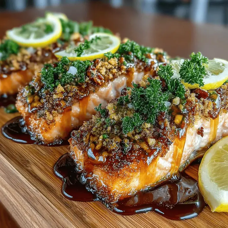 When it comes to preparing a meal that is both delicious and nutritious, few dishes can rival the exquisite Maple Pecan Crusted Salmon. This recipe stands out with its harmonious blend of flavors and textures, offering a delightful experience for the palate. The sweet notes of maple syrup beautifully complement the savory richness of the salmon, while the crunchy pecan crust adds an irresistible texture that elevates this dish to gourmet status. Whether served for a weeknight dinner or a special occasion, Maple Pecan Crusted Salmon is sure to impress family and friends alike.